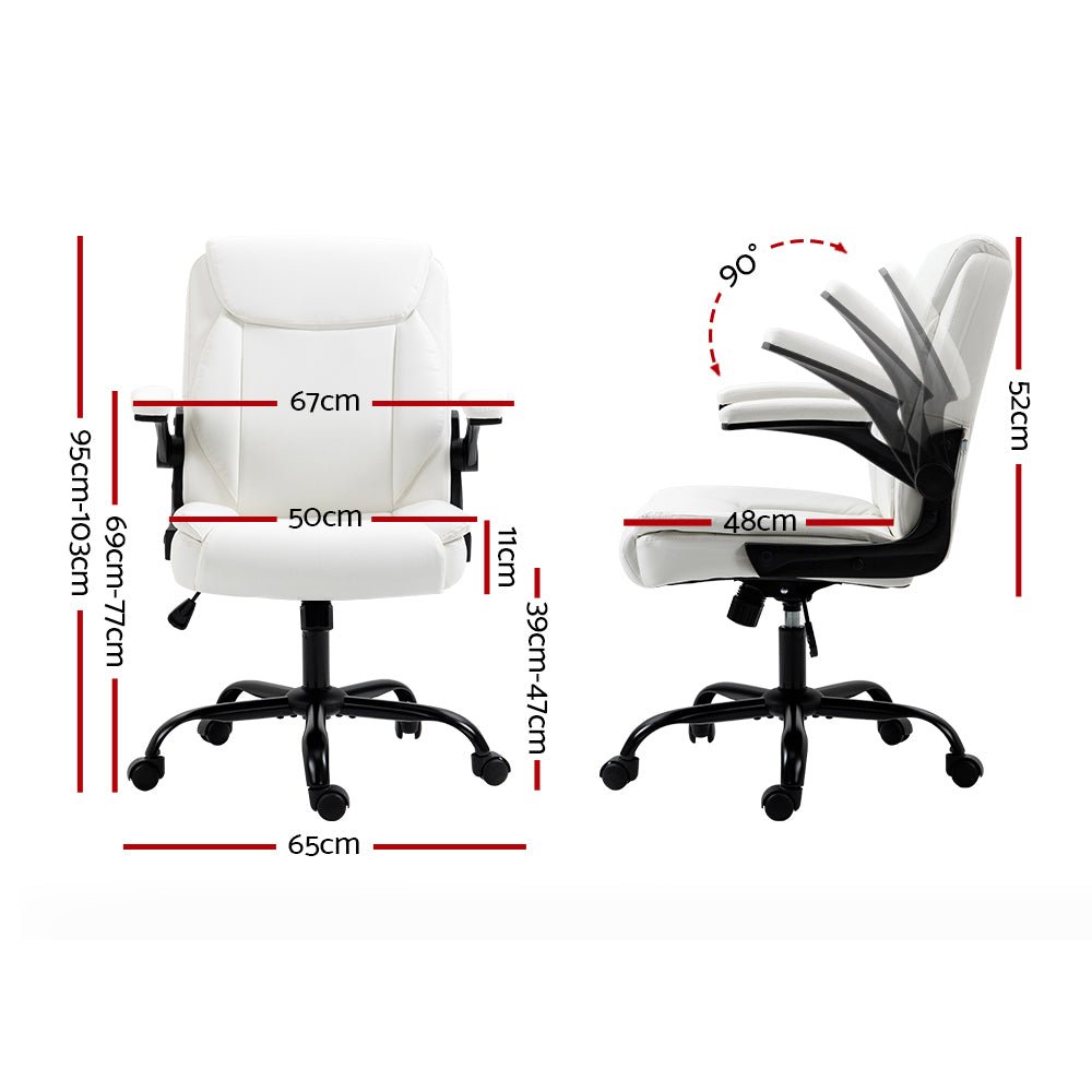 Executive Office Chair Mid Back White - Furniture > Office > Office & Desk Chairs - Rivercity House & Home Co. (ABN 18 642 972 209) - Affordable Modern Furniture Australia