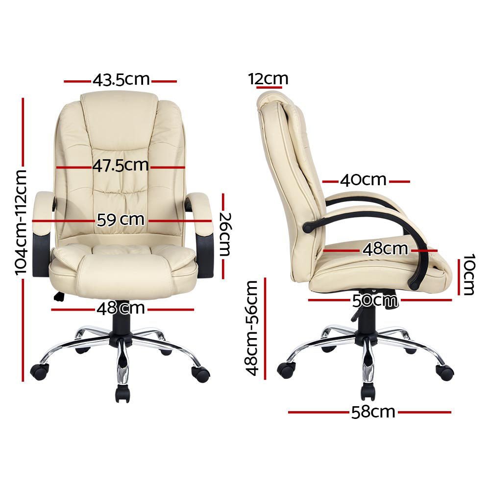 Executive PU Leather Office Desk Computer Chair (Beige) - Rivercity House & Home Co. (ABN 18 642 972 209) - Affordable Modern Furniture Australia