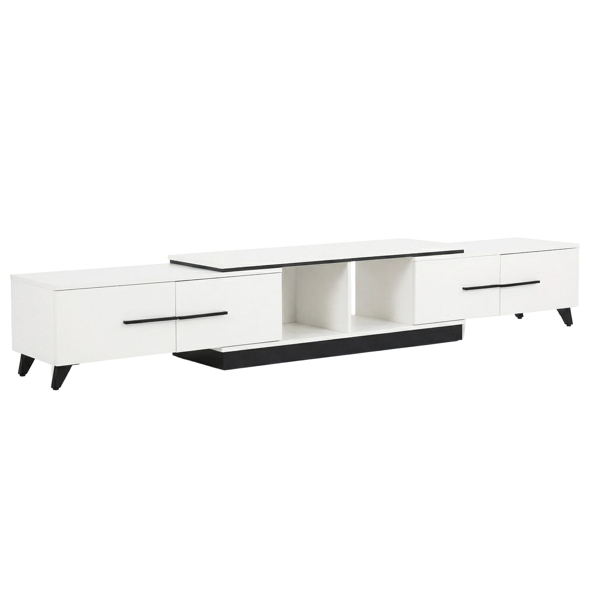 Extendable TV Cabinet Entertainment Unit Stand 190-260cm - White - Furniture > Living Room > TV Units - Rivercity House & Home Co. (ABN 18 642 972 209) - Affordable Modern Furniture Australia