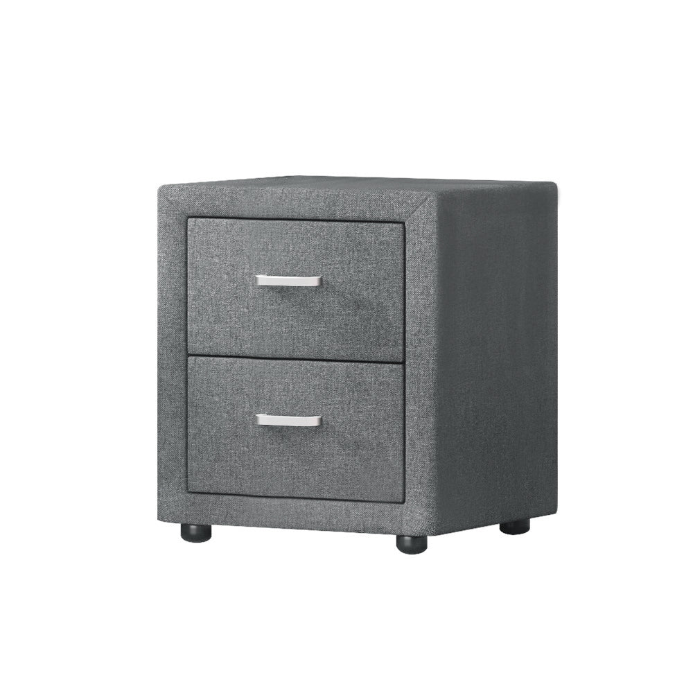 Fabric Bedside Table - Grey - Rivercity House & Home Co. (ABN 18 642 972 209) - Affordable Modern Furniture Australia