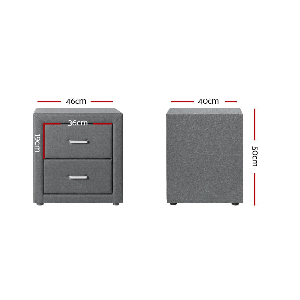 Fabric Bedside Table - Grey - Rivercity House & Home Co. (ABN 18 642 972 209) - Affordable Modern Furniture Australia