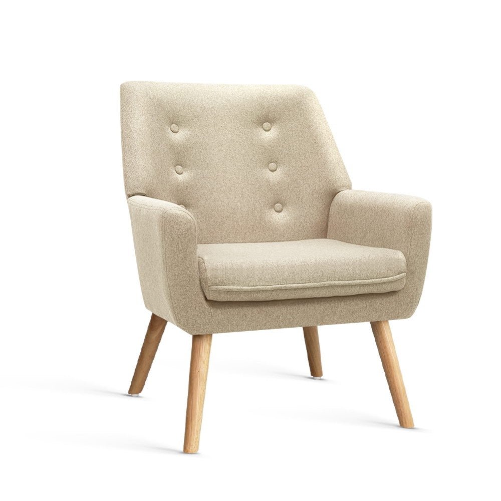 Fabric Dining Armchair - Beige - Rivercity House & Home Co. (ABN 18 642 972 209) - Affordable Modern Furniture Australia