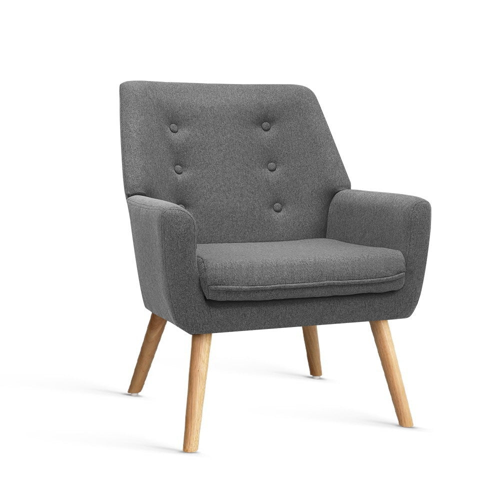 Fabric Dining Armchair - Grey - Rivercity House & Home Co. (ABN 18 642 972 209) - Affordable Modern Furniture Australia