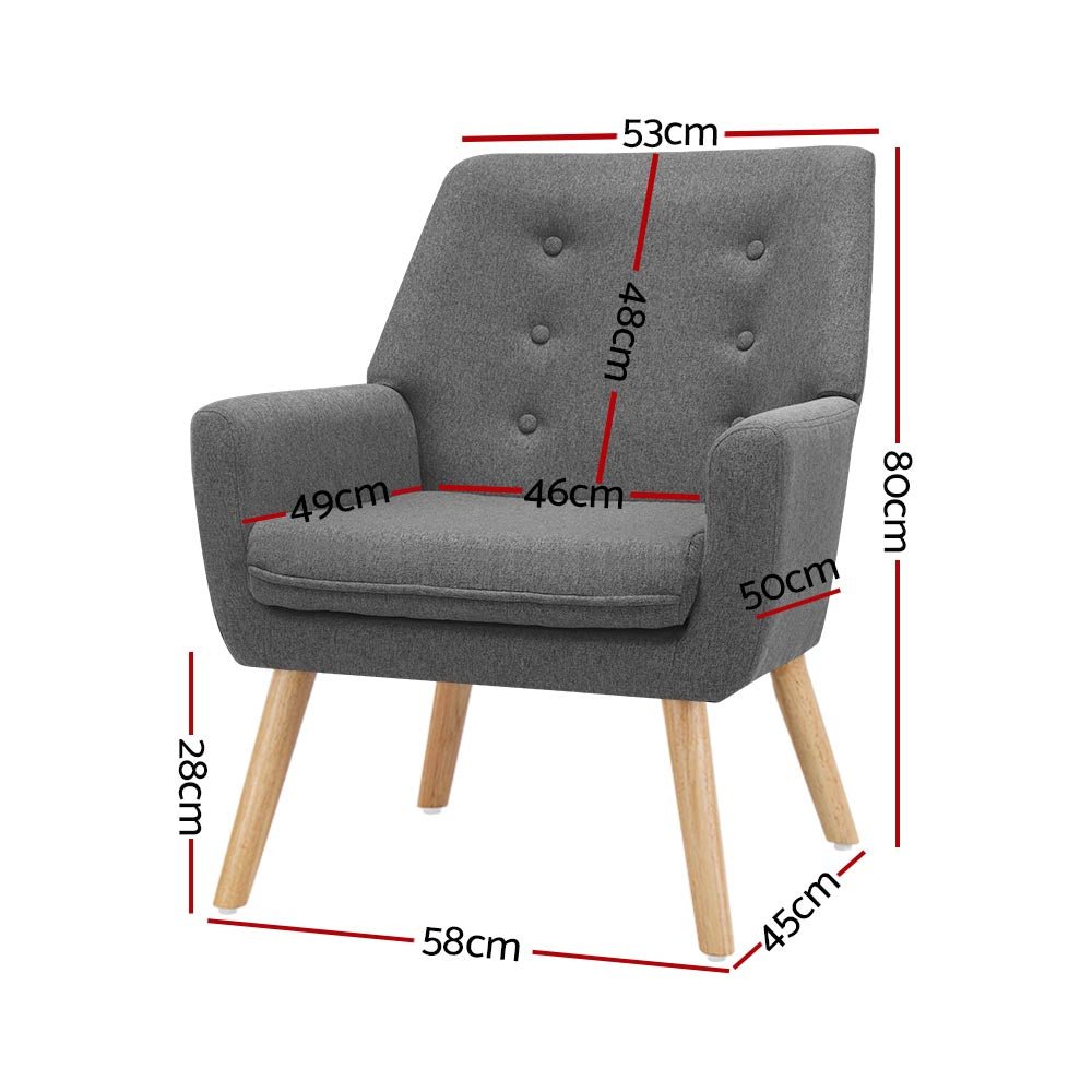 Fabric Dining Armchair - Grey - Rivercity House & Home Co. (ABN 18 642 972 209) - Affordable Modern Furniture Australia