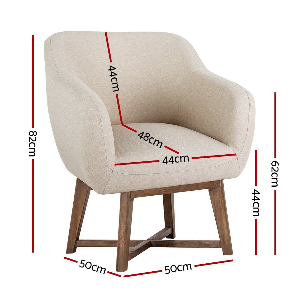 Fabric Tub Lounge Armchair - Beige - Rivercity House & Home Co. (ABN 18 642 972 209) - Affordable Modern Furniture Australia