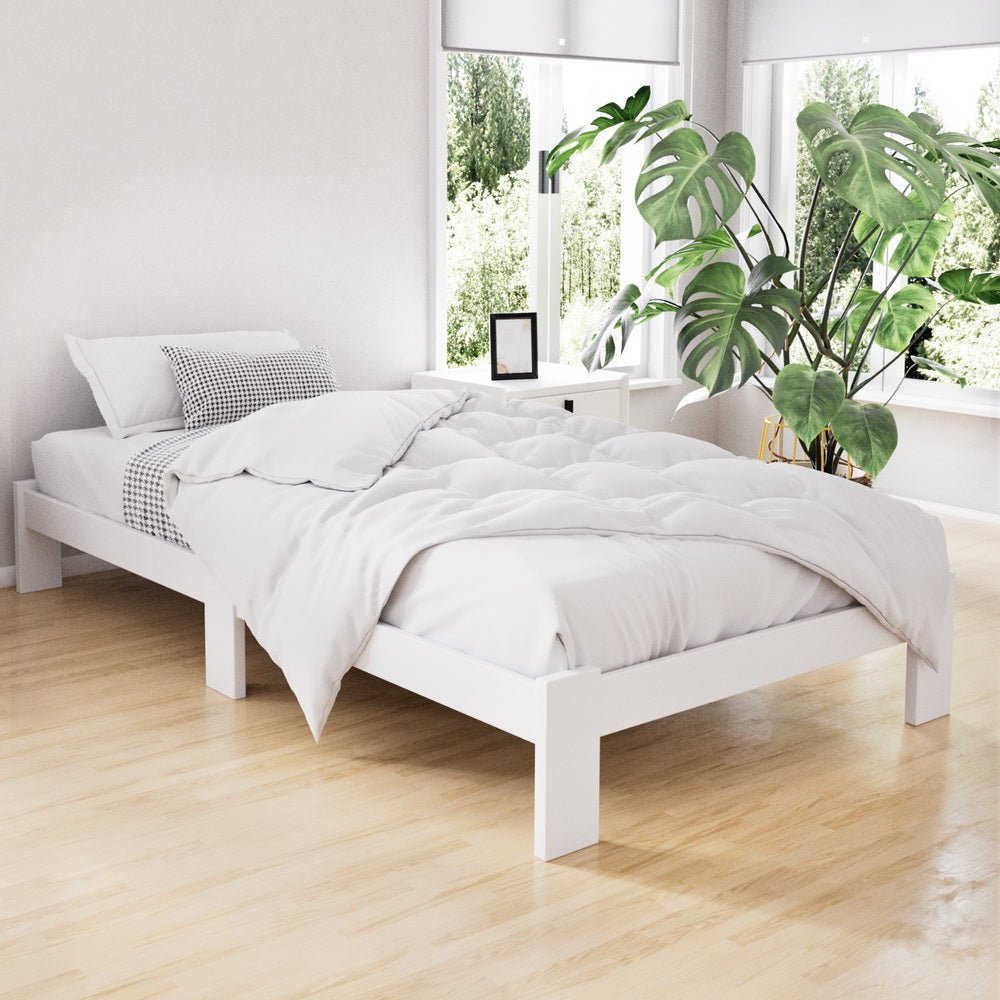 Fairy Wooden King Single Bed Frame White - Rivercity House & Home Co. (ABN 18 642 972 209) - Affordable Modern Furniture Australia