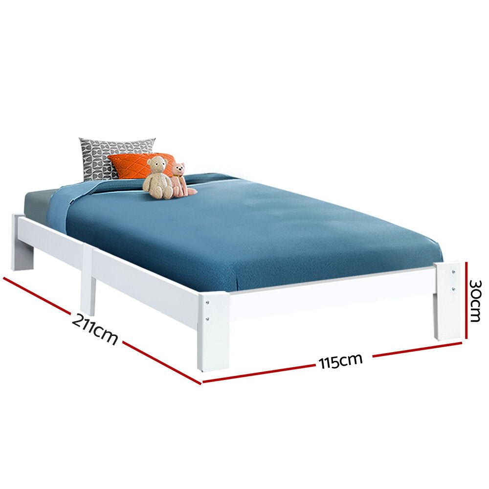 Fairy Wooden King Single Bed Frame White - Rivercity House & Home Co. (ABN 18 642 972 209) - Affordable Modern Furniture Australia