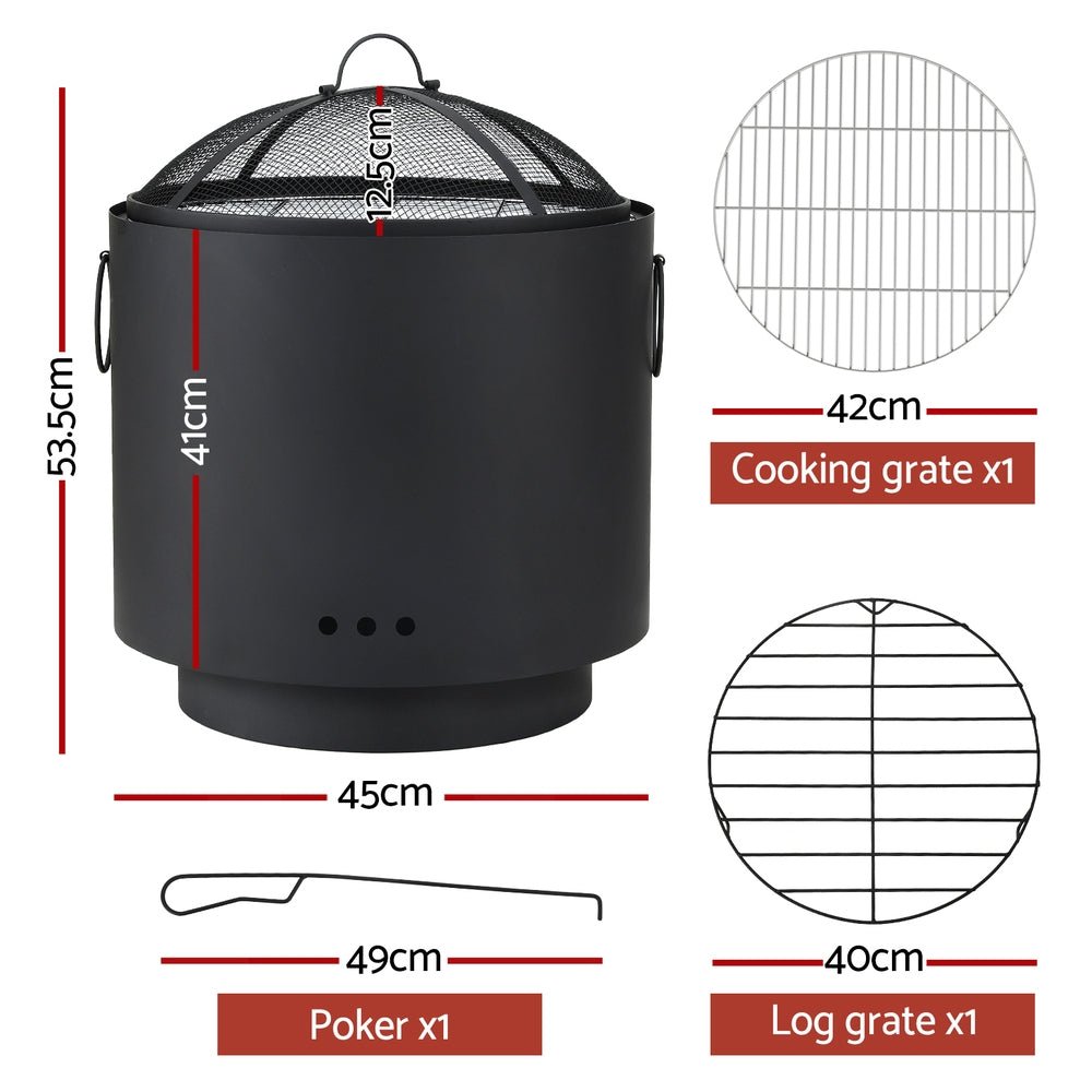 Fire Pit BBQ Portable Deep Bowl Outdoor Fireplace - Home & Garden > Firepits > Fire Pits - Rivercity House & Home Co. (ABN 18 642 972 209) - Affordable Modern Furniture Australia