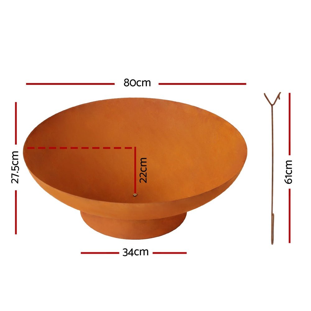 Fire Pit Iron Bowl 80cm Outdoor Patio Fireplace - Home & Garden > Firepits > Fire Pits - Rivercity House & Home Co. (ABN 18 642 972 209) - Affordable Modern Furniture Australia