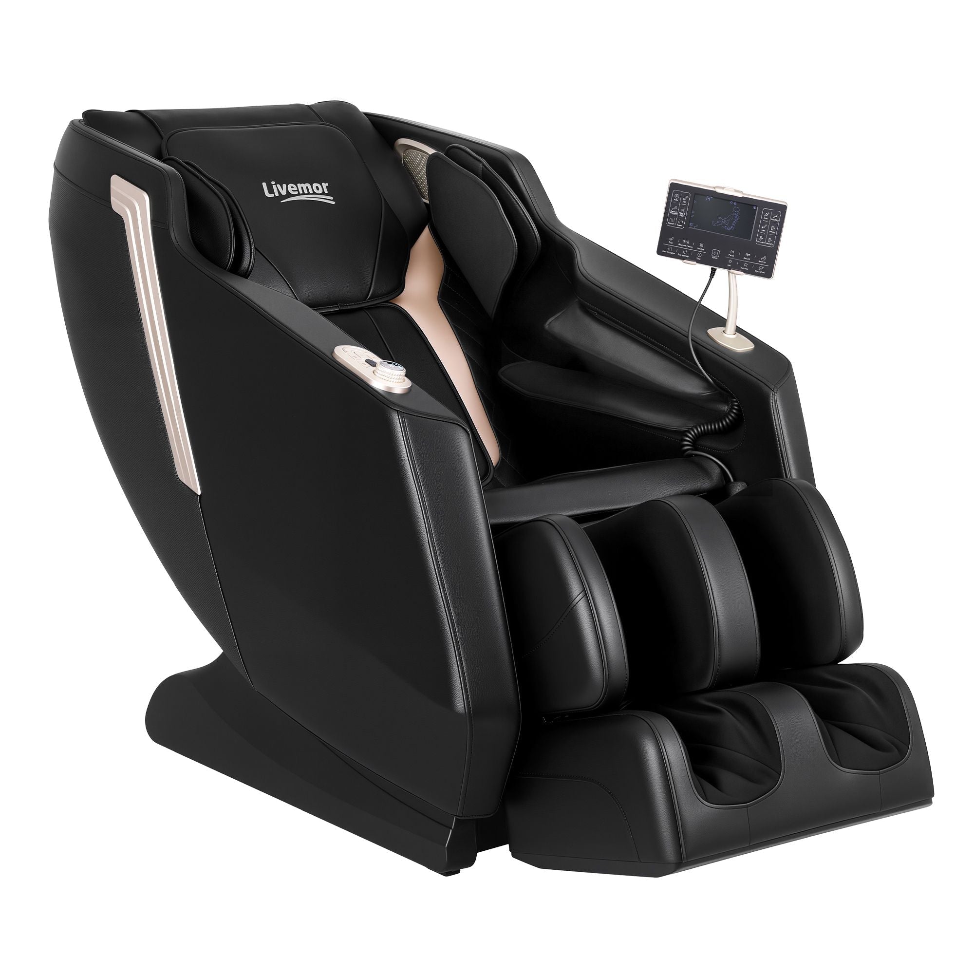 Flex Massage Chair Full Body Zero Gravity Recliner with Heat, 24 Airbags, Foot Massage, 6 Auto Programs, Voice Control, Bluetooth Speakers, Screen Control, Extendable Footrest - Black - Furniture > Bar Stools & Chairs > Massage Chairs - Rivercity House & Home Co. (ABN 18 642 972 209) - Affordable Modern Furniture Australia