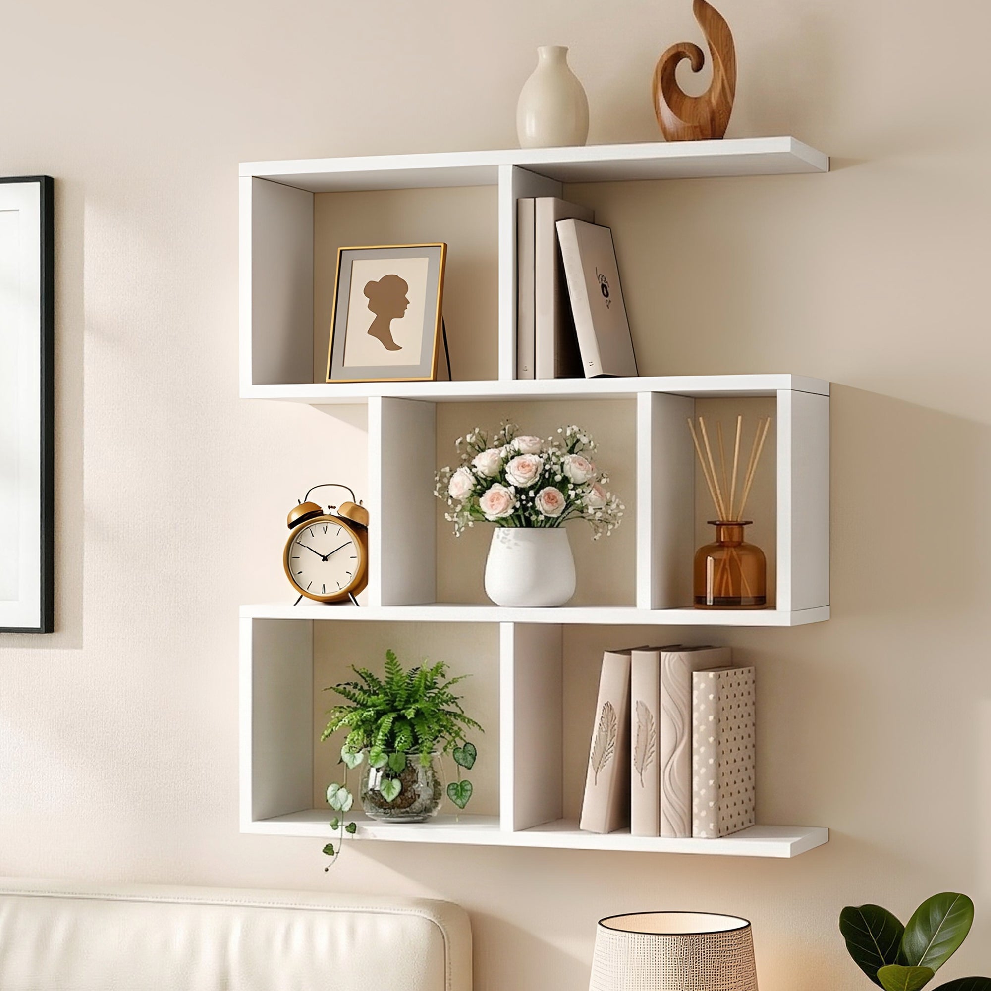 Floating Wall Shelf Bookshelf 3 - Tier Display Storage Organiser White - Furniture > Living Room > Bookcases & Shelves - Rivercity House & Home Co. (ABN 18 642 972 209) - Affordable Modern Furniture Australia