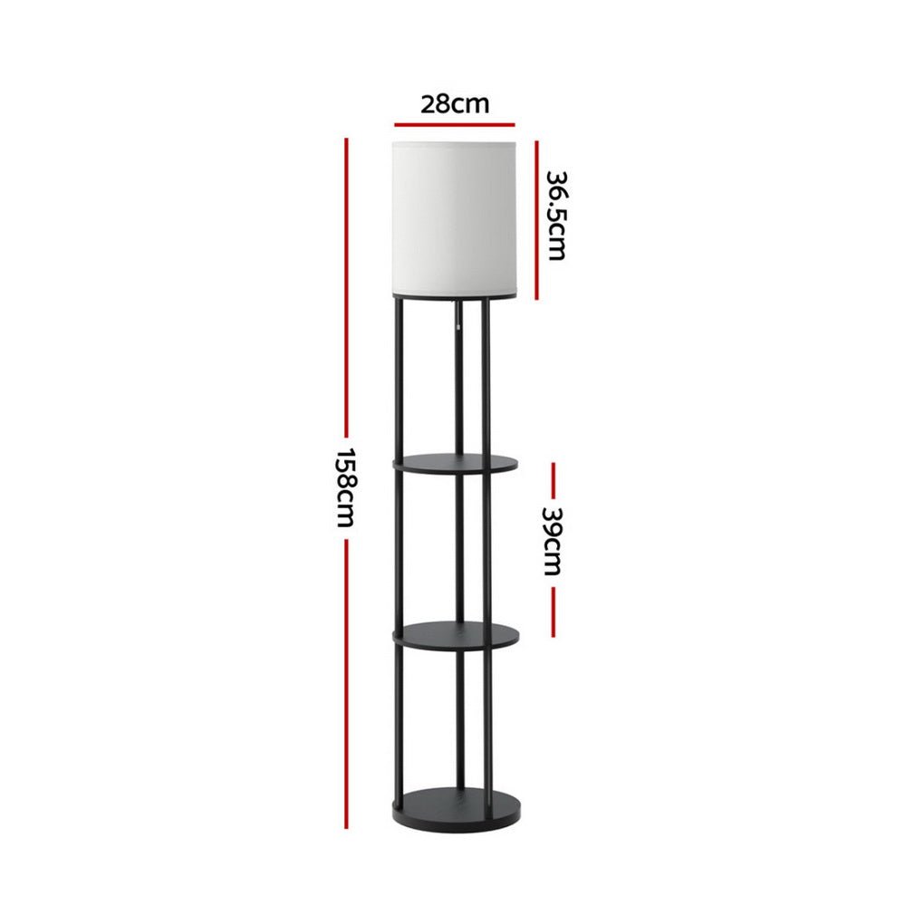 Floor Lamp 3 Tier Shelf Storage LED Light Stand Home Room Vintage Round - Home & Garden > Lighting > Floor Lamps - Rivercity House & Home Co. (ABN 18 642 972 209) - Affordable Modern Furniture Australia