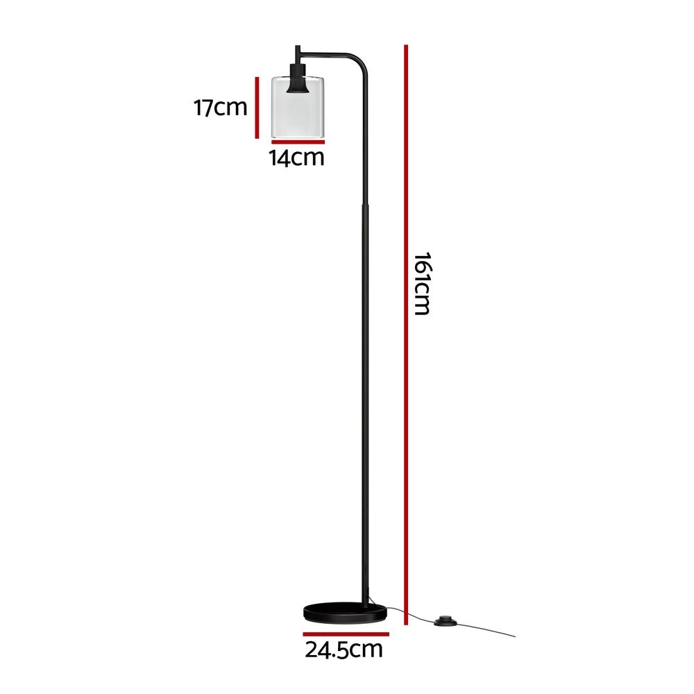 Floor Lamp Light Stand Modern Home Living Room Office Reading Glass Shade Black - Home & Garden > Lighting > Floor Lamps - Rivercity House & Home Co. (ABN 18 642 972 209) - Affordable Modern Furniture Australia