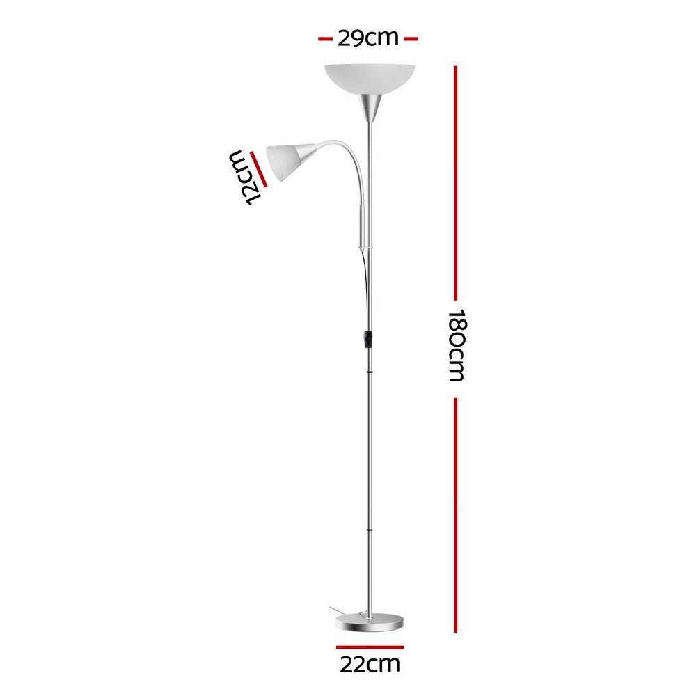 Floor Lamp Mother and Child Modern Home Living Room Office Reading Silver - Home & Garden > Lighting > Floor Lamps - Rivercity House & Home Co. (ABN 18 642 972 209) - Affordable Modern Furniture Australia