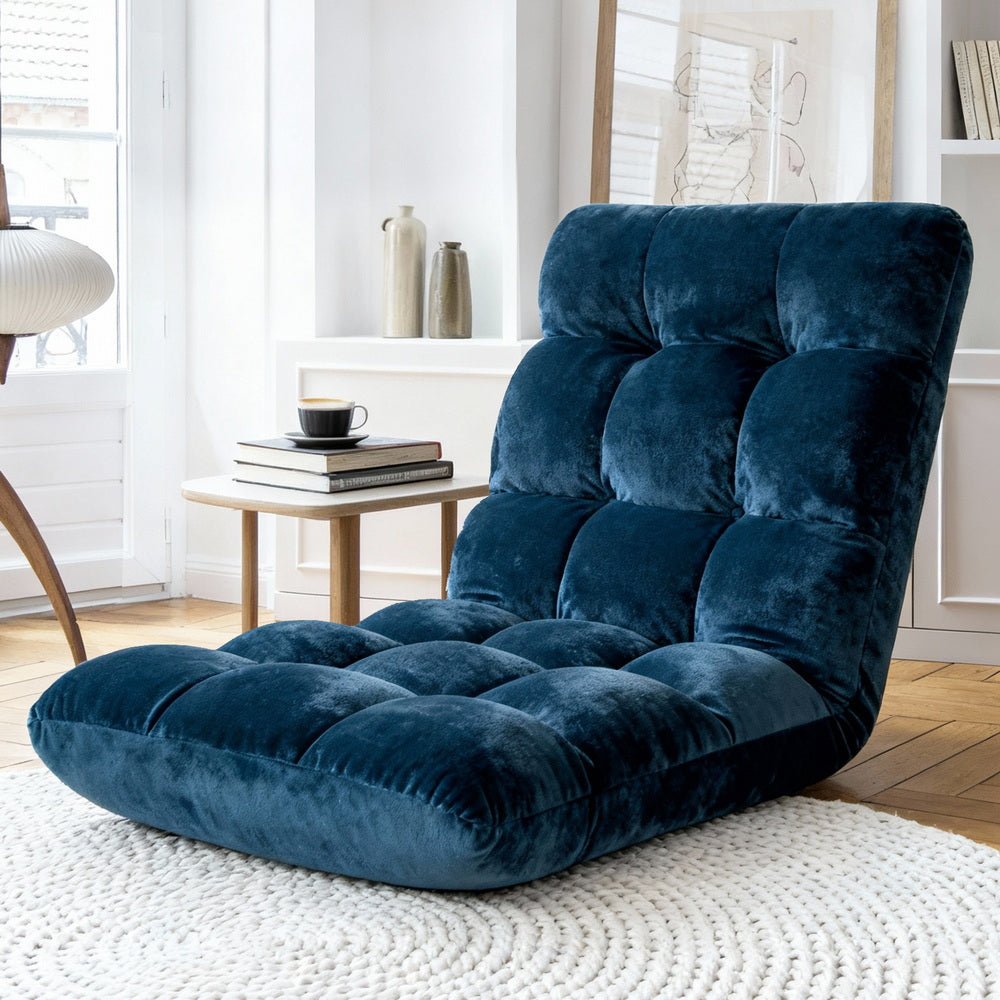 Floor Lounge Sofa Bed Flannel Fabric Navy - Furniture > Bar Stools & Chairs > Arm Chairs & Recliners - Rivercity House & Home Co. (ABN 18 642 972 209) - Affordable Modern Furniture Australia