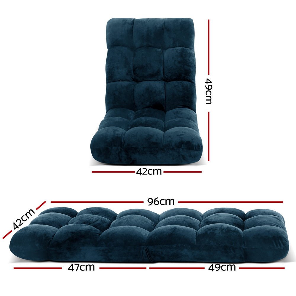 Floor Lounge Sofa Bed Flannel Fabric Navy - Furniture > Bar Stools & Chairs > Arm Chairs & Recliners - Rivercity House & Home Co. (ABN 18 642 972 209) - Affordable Modern Furniture Australia
