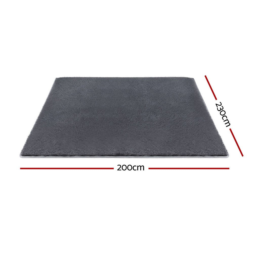 Floor Rug 200x230cm Plush Area Shaggy Rug Living Room Bedroom Carpet Grey - Home & Garden > Rugs > Floor Rugs - Rivercity House & Home Co. (ABN 18 642 972 209) - Affordable Modern Furniture Australia