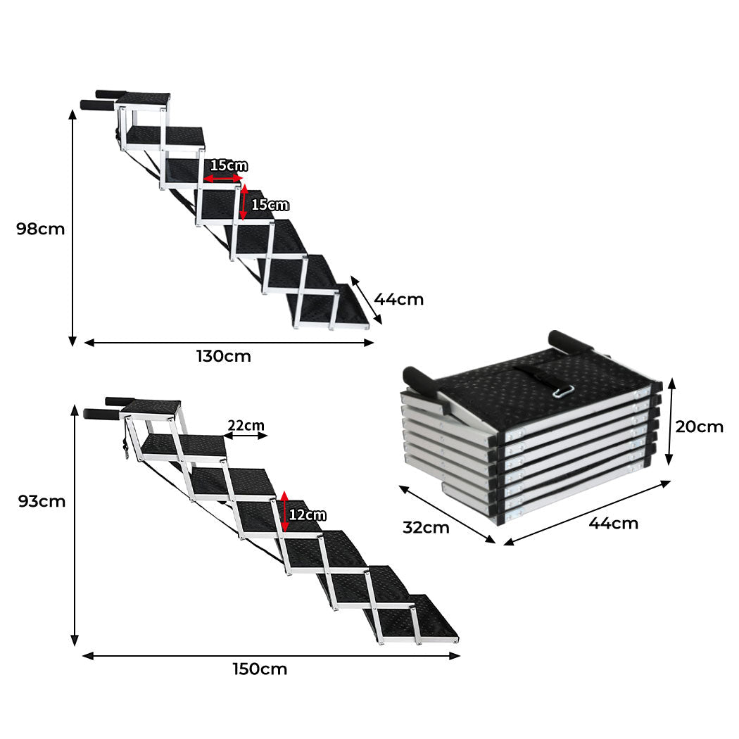 Foldable Adjustable Dog Ramp and Pet Stairs for Car SUV Travel - Black - Rivercity House & Home Co. (ABN 18 642 972 209) - Affordable Modern Furniture Australia