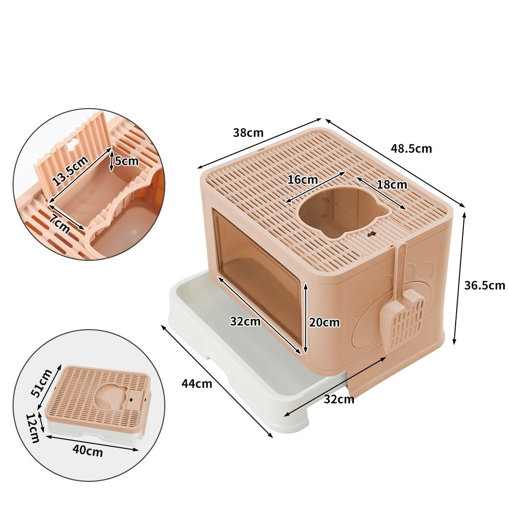 Foldable Enclosed Cat Litter Box with Scoop - Pink - Rivercity House & Home Co. (ABN 18 642 972 209) - Affordable Modern Furniture Australia