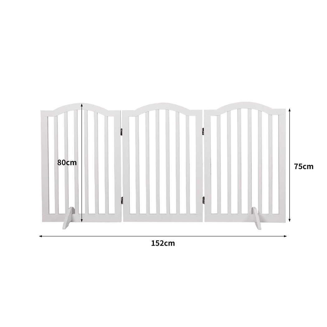 Foldable Wooden Pet Gate with Stable Feet and Steel Hinges - White - Rivercity House & Home Co. (ABN 18 642 972 209) - Affordable Modern Furniture Australia