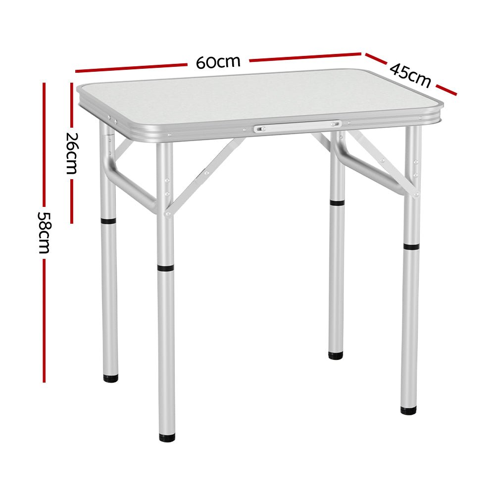 Folding Camping Table 60CM Adjustable Portable Outdoor Picnic Desk - Outdoor Recreation > Camping > Camp Furniture - Rivercity House & Home Co. (ABN 18 642 972 209) - Affordable Modern Furniture Australia