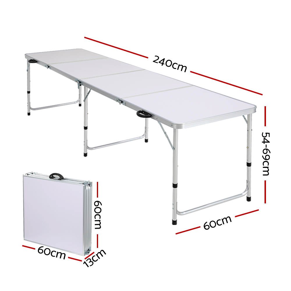 Folding Camping Table Portable Family Picnic Garden 240CM - Outdoor > Camping - Rivercity House & Home Co. (ABN 18 642 972 209) - Affordable Modern Furniture Australia