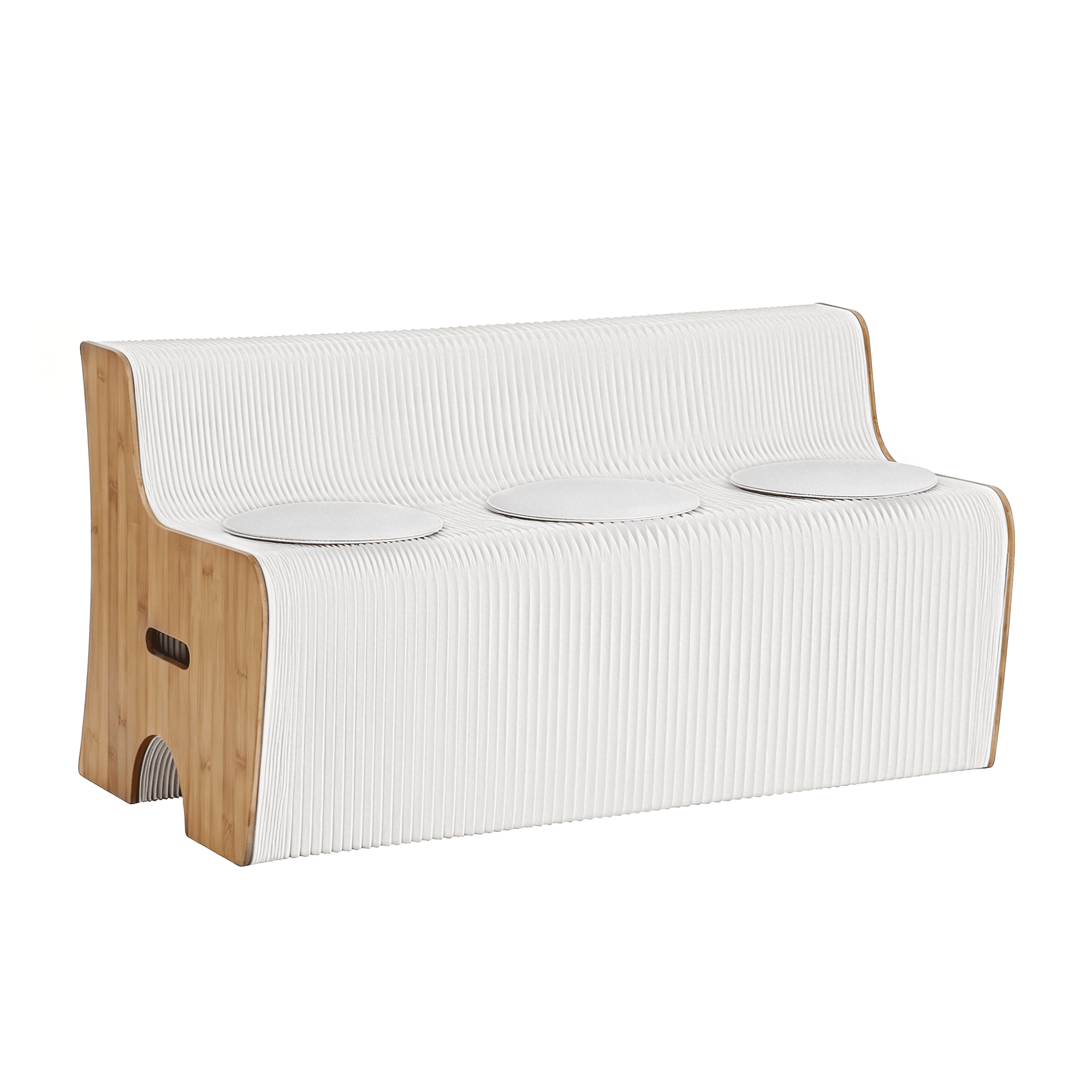 Folding Kraft Paper Sofa 3 Seater Accordion Bench with PU Leather Cushion Collapsible Couch 300kg Capacity 150x59x63cm - Furniture > Sofas > Sofas & Sofa Beds - Rivercity House & Home Co. (ABN 18 642 972 209) - Affordable Modern Furniture Australia