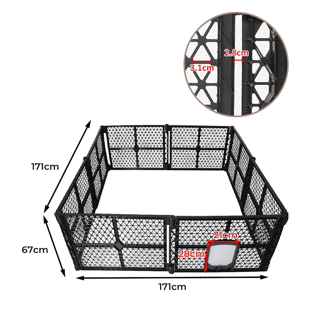 Folding Large Dog Playpen with Lockable Gate - Black - Rivercity House & Home Co. (ABN 18 642 972 209) - Affordable Modern Furniture Australia