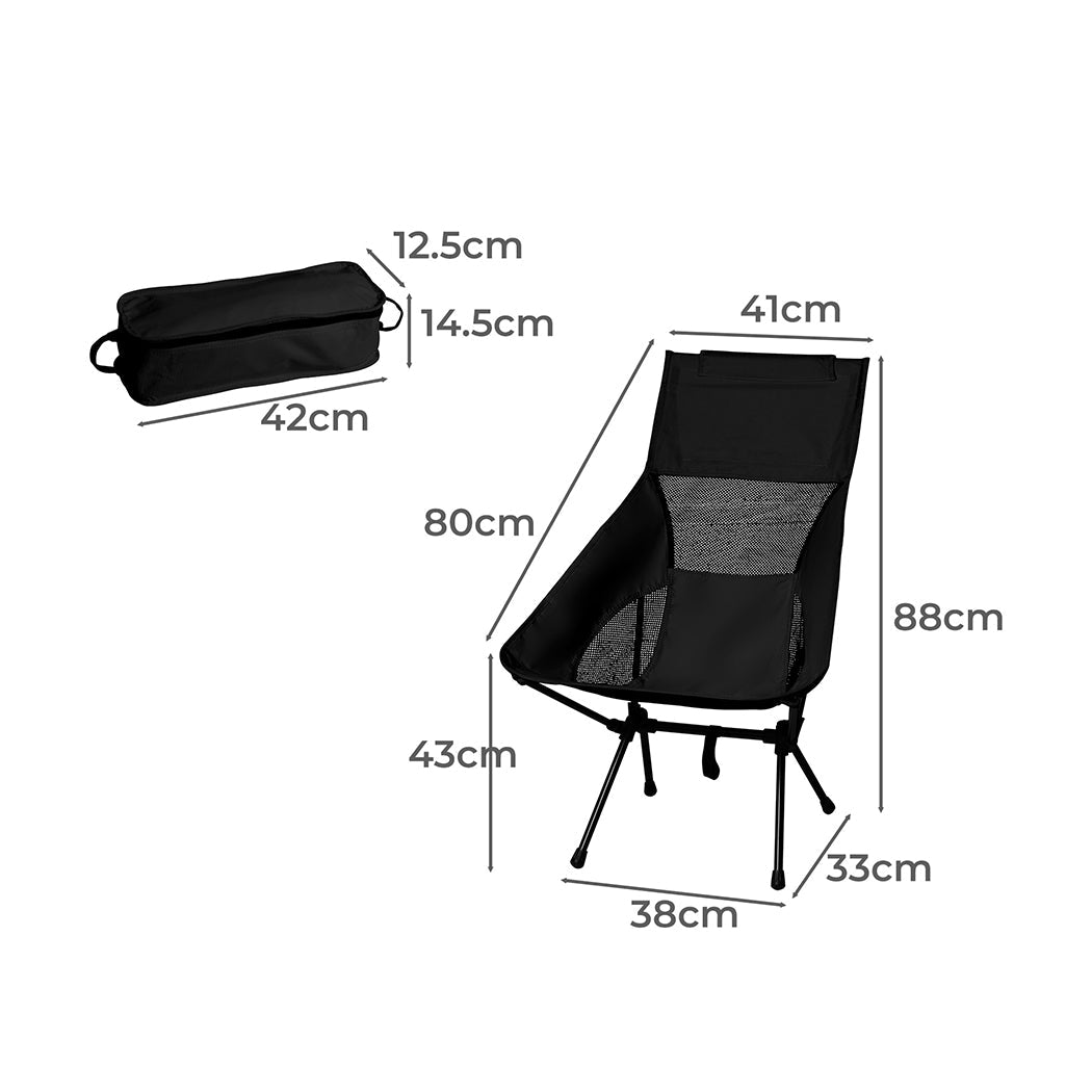 Folding Large Outdoor Camping Chair - Black - Rivercity House & Home Co. (ABN 18 642 972 209) - Affordable Modern Furniture Australia