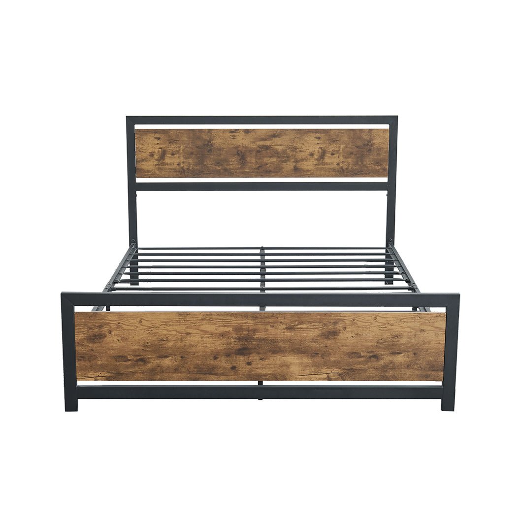 Foundry Industrial Queen Bed Frame – Brown - Rivercity House & Home Co. (ABN 18 642 972 209) - Affordable Modern Furniture Australia