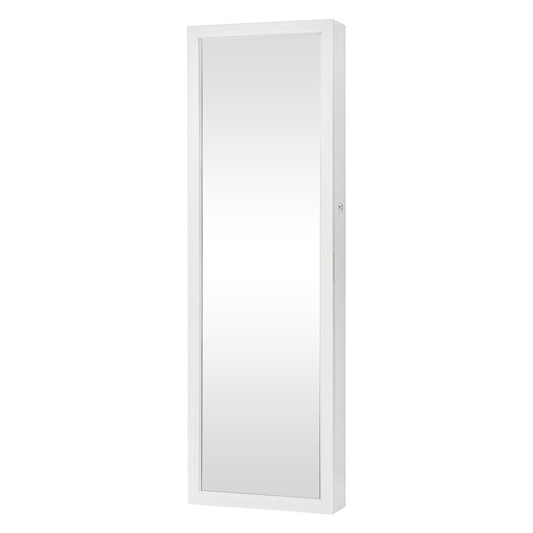 Full - Length LED Mirror Jewellery Cabinet with Storage - White - Rivercity House & Home Co. (ABN 18 642 972 209) - Affordable Modern Furniture Australia