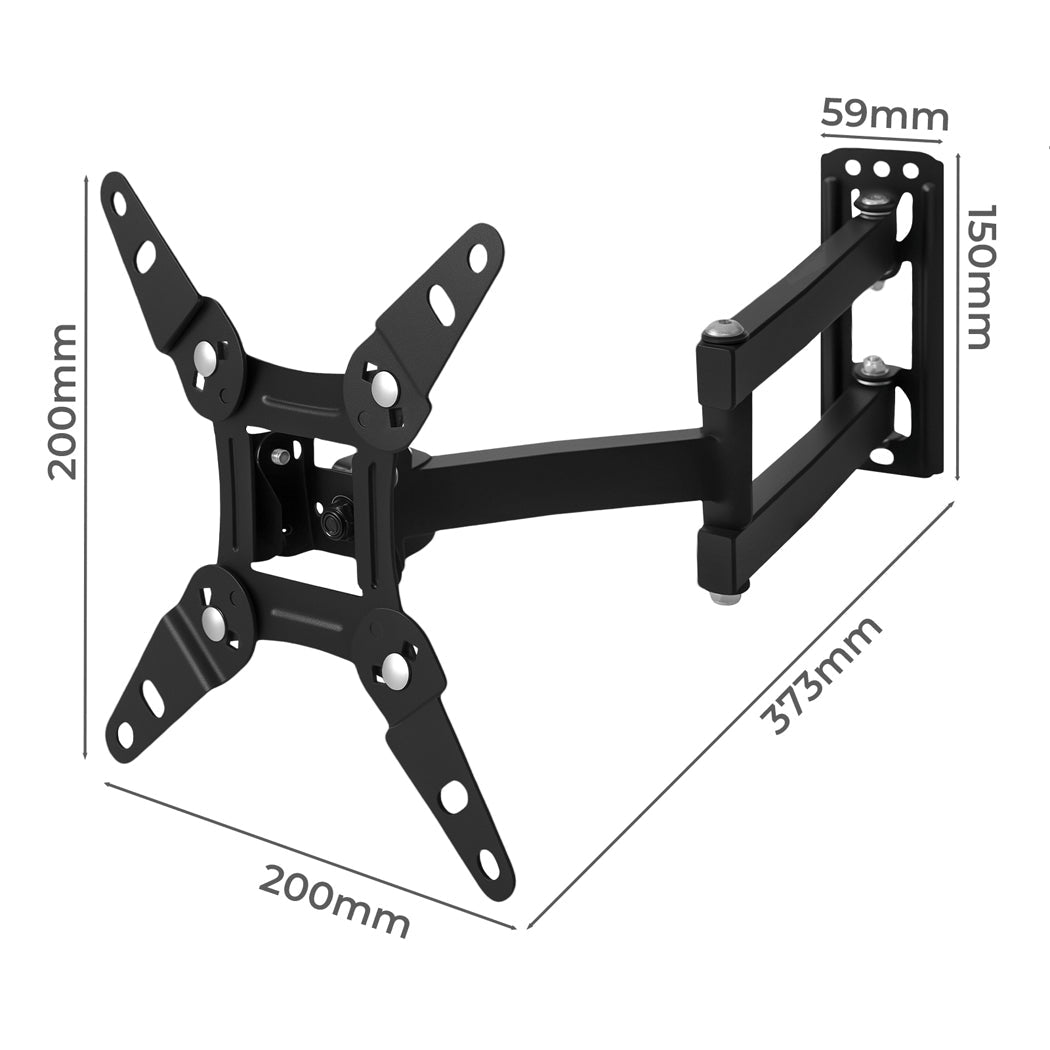 Full Motion Swivel Tilt TV Wall Mount Bracket 13" - 42" - Black - Rivercity House & Home Co. (ABN 18 642 972 209) - Affordable Modern Furniture Australia