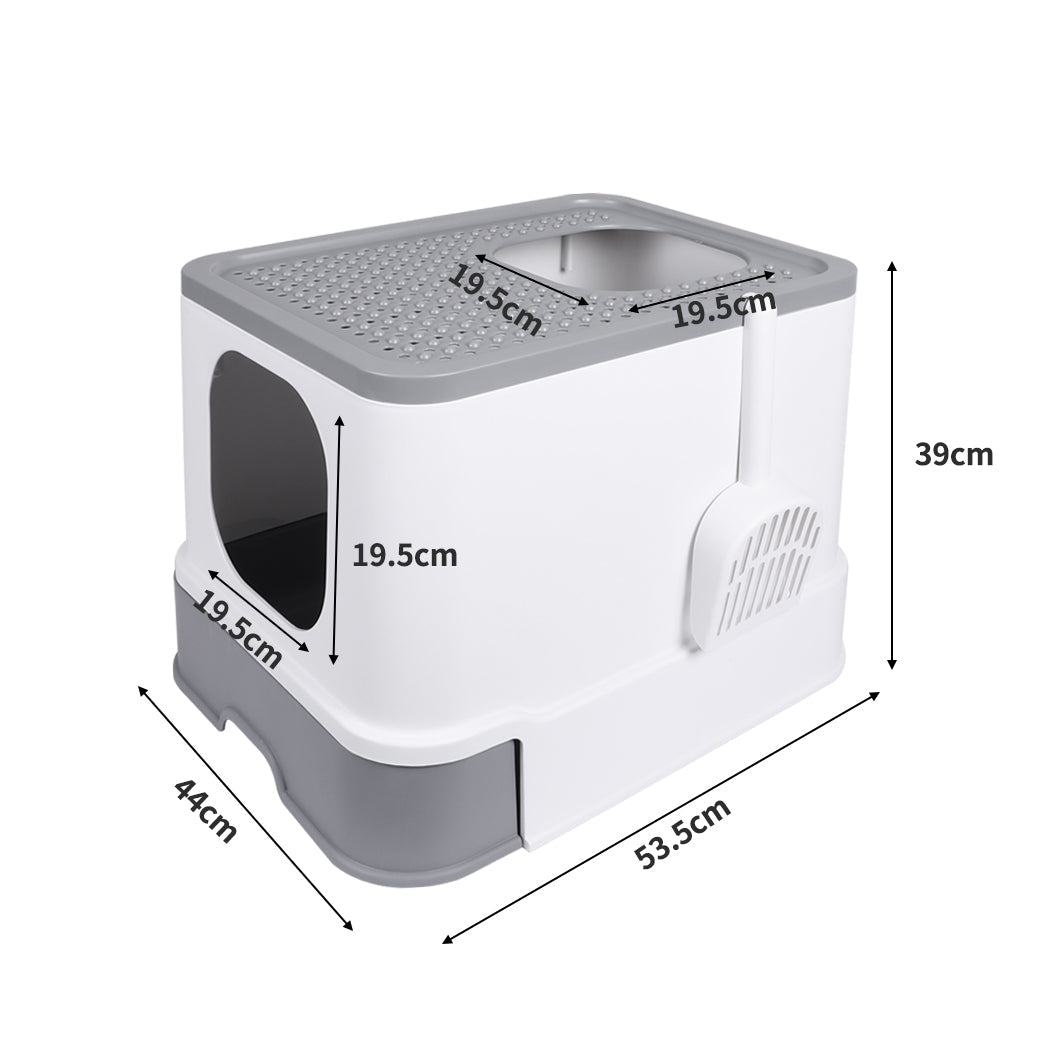 Fully Enclosed Cat Litter Box with Double Door and Ventilation - Grey - Rivercity House & Home Co. (ABN 18 642 972 209) - Affordable Modern Furniture Australia