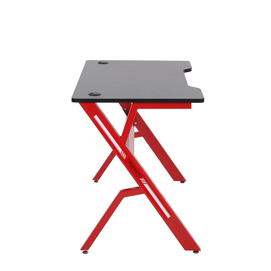 Gaming PC Desk Table 120x60cm with Cable Management - Red and Black - Rivercity House & Home Co. (ABN 18 642 972 209) - Affordable Modern Furniture Australia