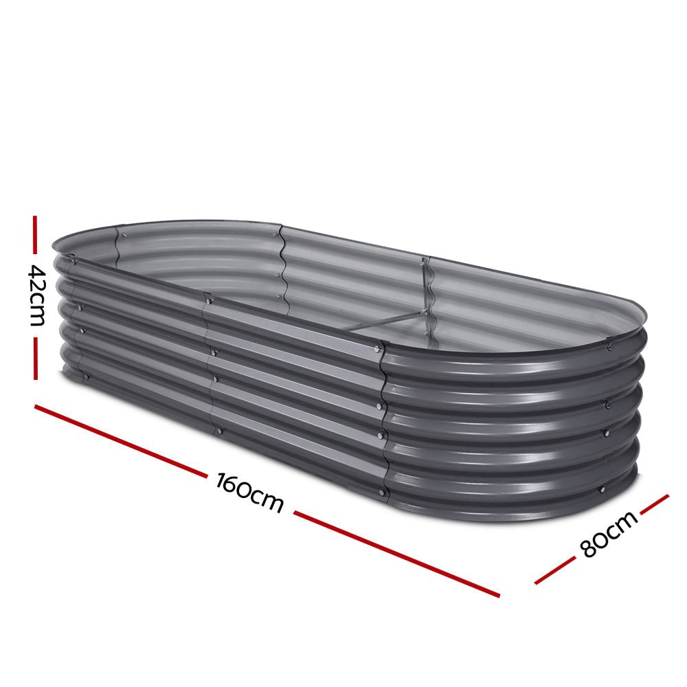 Garden Bed 160X80X42cm Oval Planter Box Raised Container Galvanised - Home & Garden > Garden Beds > Garden Beds & Planters - Rivercity House & Home Co. (ABN 18 642 972 209) - Affordable Modern Furniture Australia
