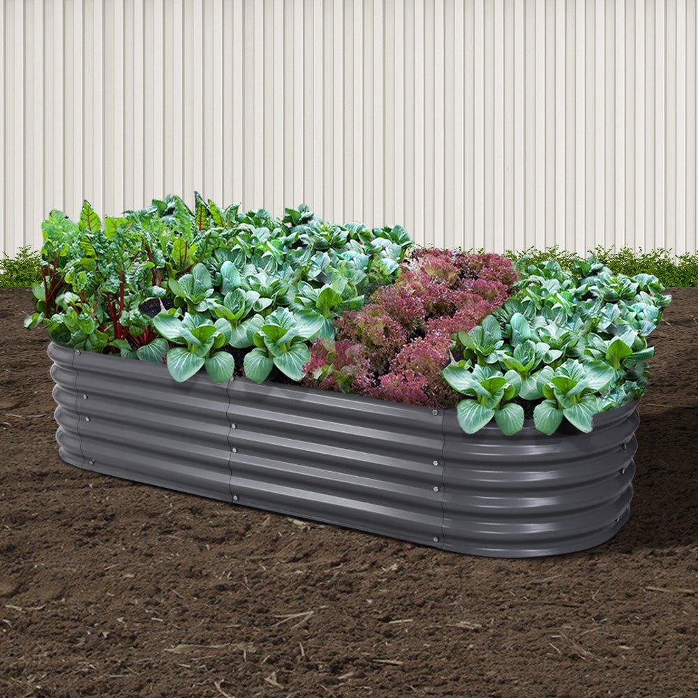 Garden Bed 160X80X42cm Oval Planter Box Raised Container Galvanised - Home & Garden > Garden Beds > Garden Beds & Planters - Rivercity House & Home Co. (ABN 18 642 972 209) - Affordable Modern Furniture Australia
