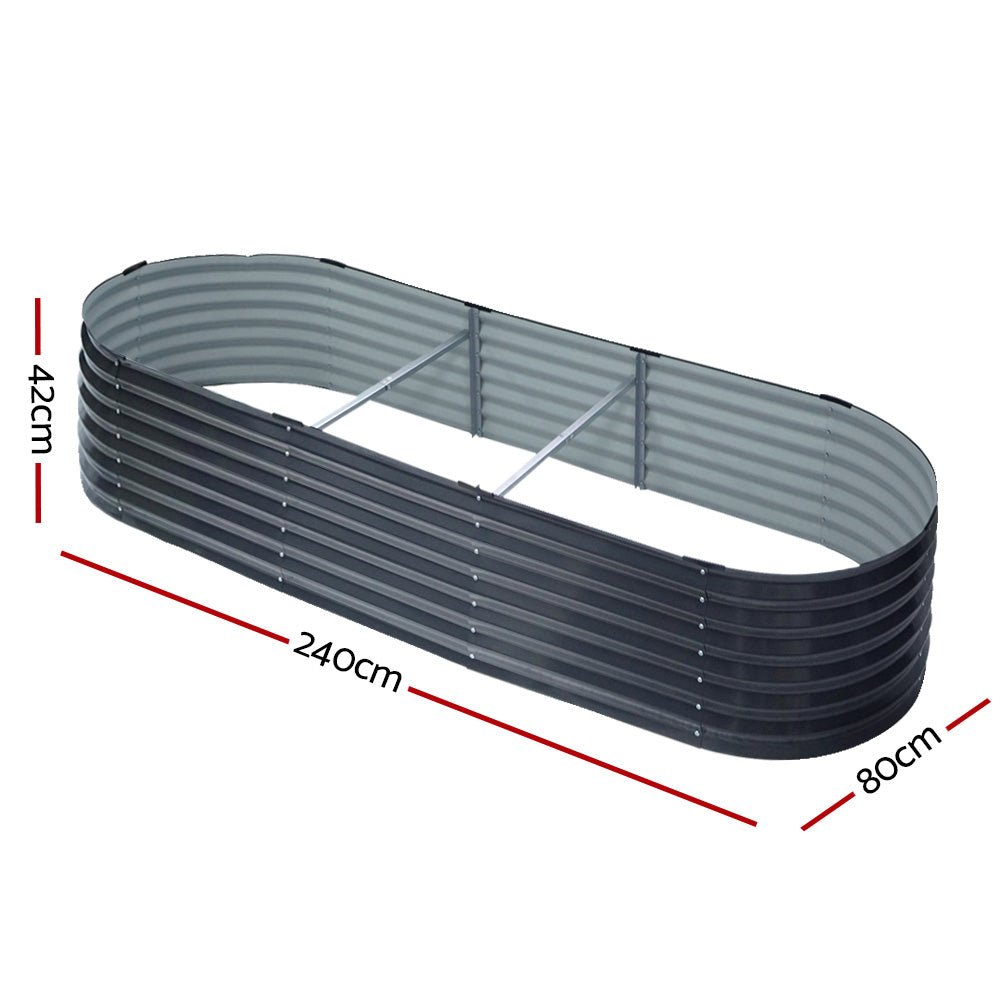 Garden Bed 240X80X42cm Oval Planter Box Raised Container Galvanised - Home & Garden > Garden Beds > Garden Beds & Planters - Rivercity House & Home Co. (ABN 18 642 972 209) - Affordable Modern Furniture Australia