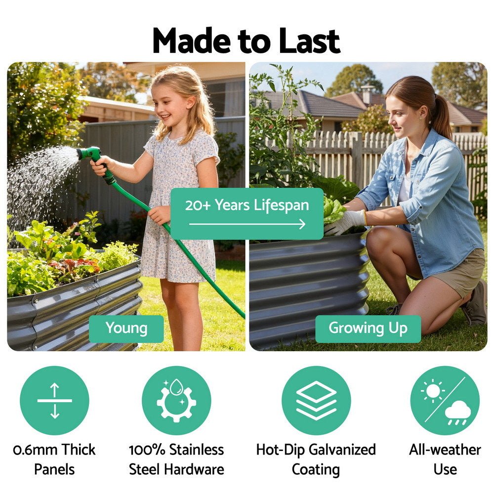 Garden Bed 320X80X42cm Oval Planter Box Raised Container Galvanised - Home & Garden > Garden Beds > Garden Beds & Planters - Rivercity House & Home Co. (ABN 18 642 972 209) - Affordable Modern Furniture Australia