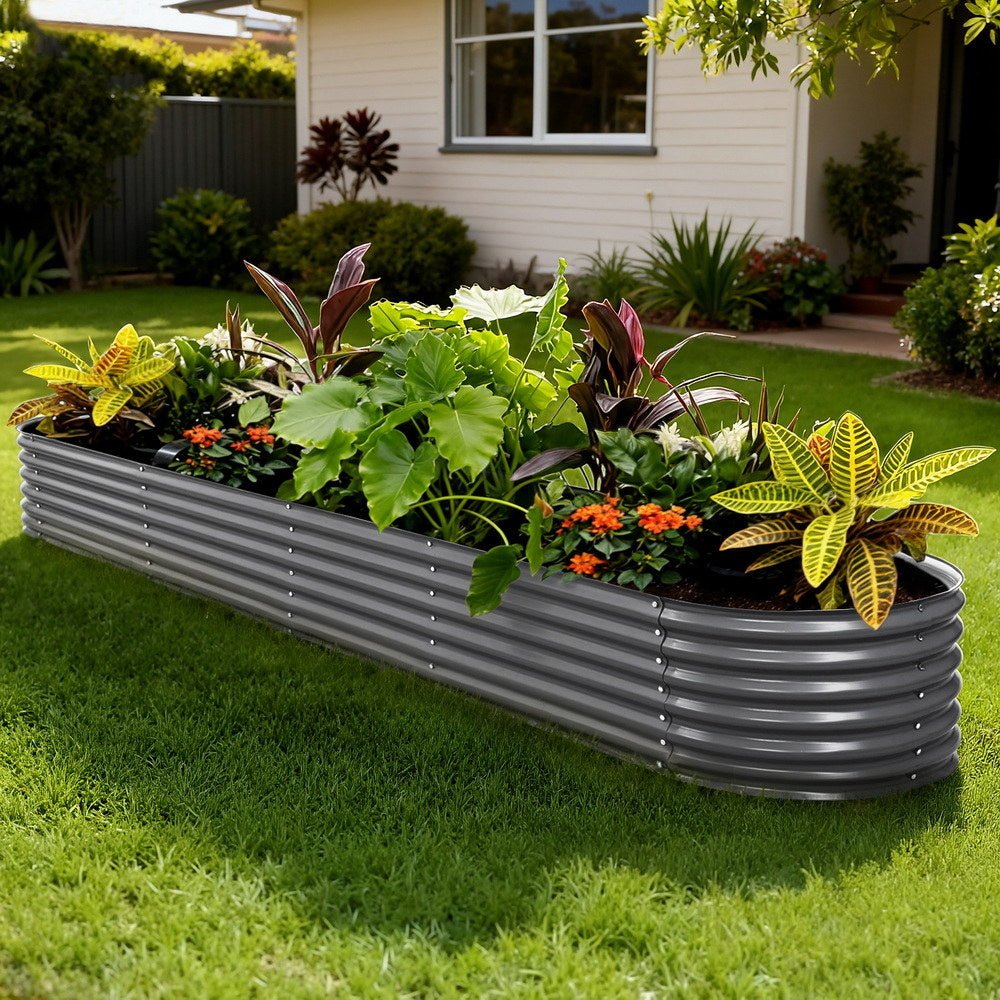 Garden Bed 320X80X42cm Oval Planter Box Raised Container Galvanised - Home & Garden > Garden Beds > Garden Beds & Planters - Rivercity House & Home Co. (ABN 18 642 972 209) - Affordable Modern Furniture Australia
