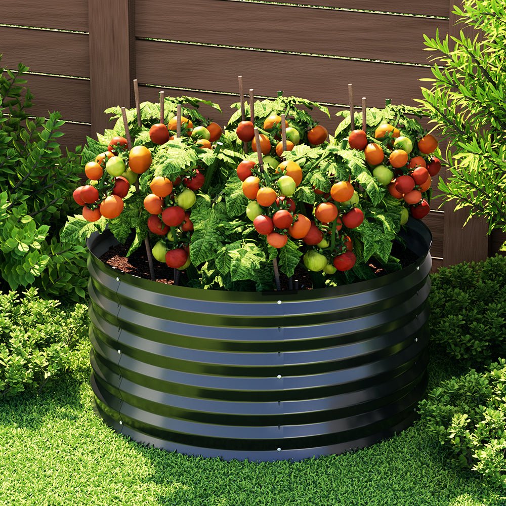 Garden Bed 90X45cm Round Latches Planter Box Raised Galvanised Herb - Home & Garden > Decor > Garden Ornaments - Rivercity House & Home Co. (ABN 18 642 972 209) - Affordable Modern Furniture Australia