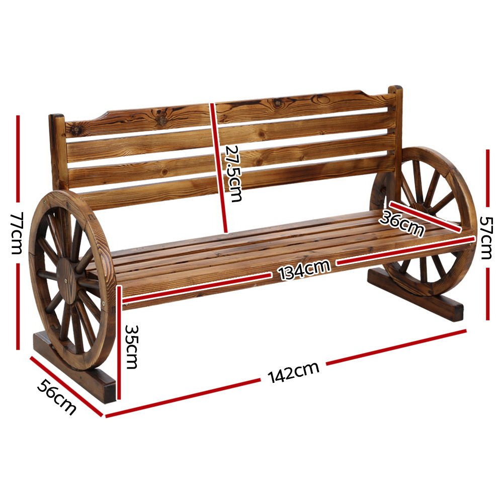 Garden Bench Wooden Wagon Chair 3 Seat Outdoor Furniture Backyard Lounge - Rivercity House & Home Co. (ABN 18 642 972 209) - Affordable Modern Furniture Australia