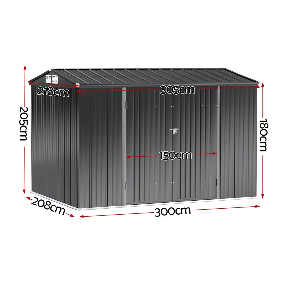 Garden Shed 3x2.18M Outdoor Storage Sheds Tool Workshop House Shelter - Home & Garden > Storage > Sheds - Rivercity House & Home Co. (ABN 18 642 972 209) - Affordable Modern Furniture Australia