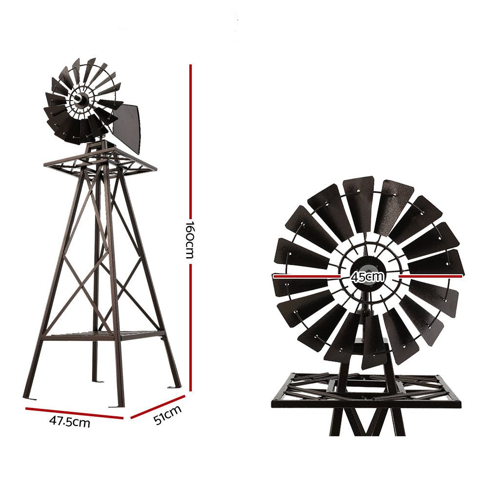 Garden Windmill 160cm Metal Ornaments Outdoor Decor Ornamental Wind Mill - Home & Garden > Decor > Garden Ornaments - Rivercity House & Home Co. (ABN 18 642 972 209) - Affordable Modern Furniture Australia