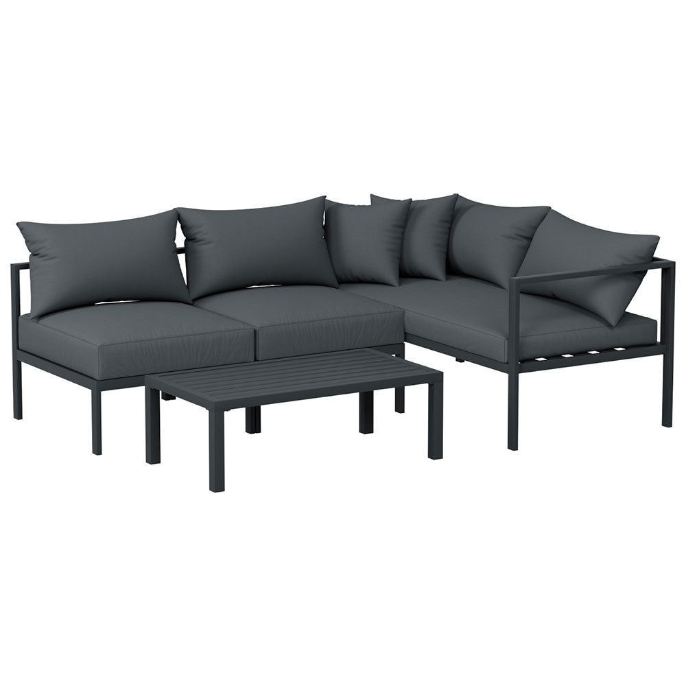 Gardeon 4 Seater Outdoor Sofa Set Aluminium Patio Furniture Setting 4PC Charcoal - Furniture > Outdoor - Rivercity House & Home Co. (ABN 18 642 972 209) - Affordable Modern Furniture Australia