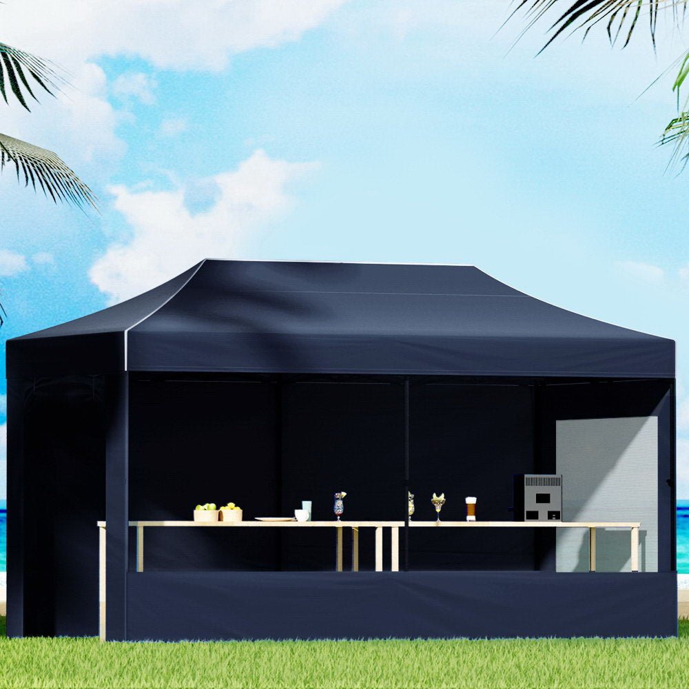 Gazebo Pop Up Marquee 3x6 Folding Tent Gazebos Camping 500D Oxford Navy - Home & Garden > Shading > Canopies & Gazebos - Rivercity House & Home Co. (ABN 18 642 972 209) - Affordable Modern Furniture Australia