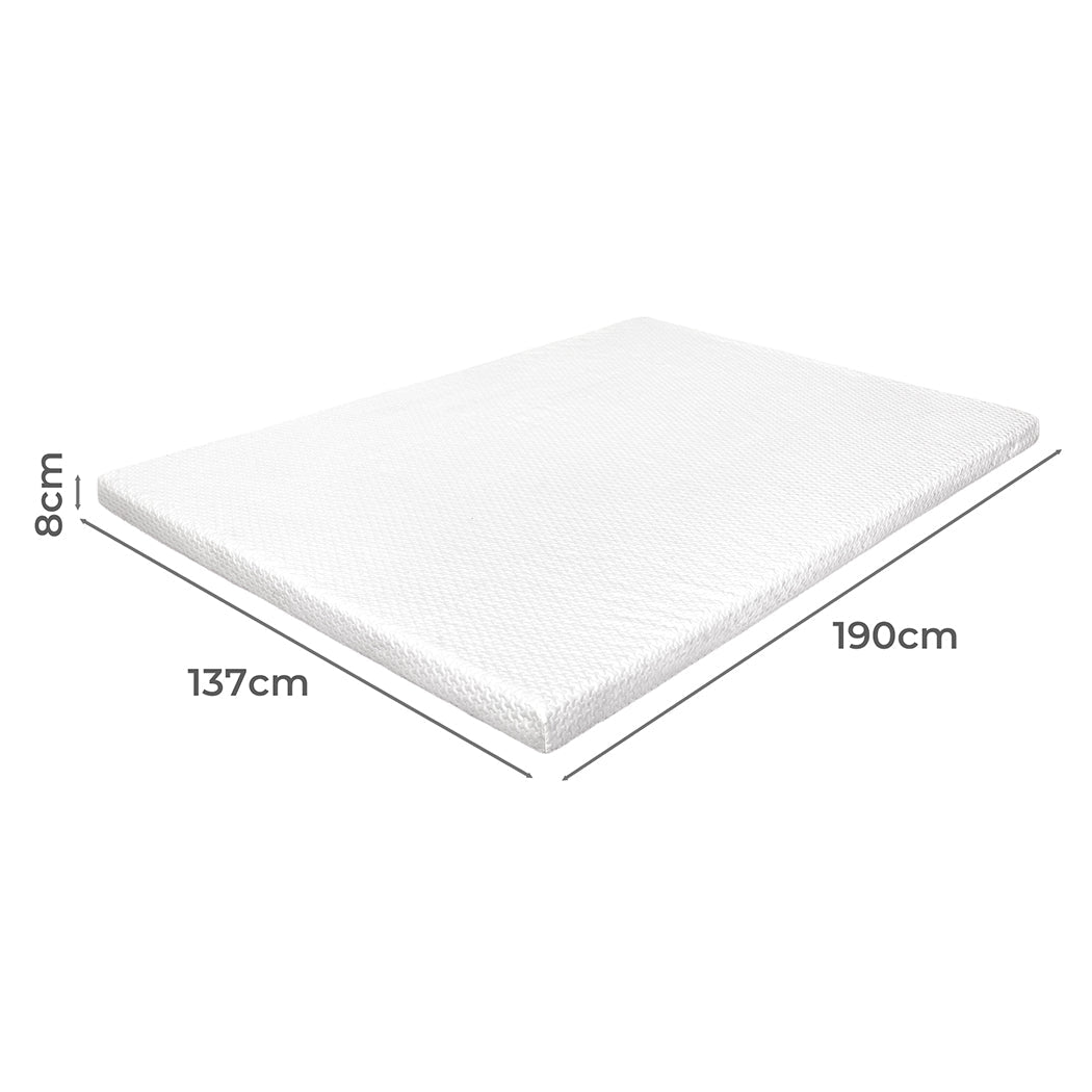 Gel Memory Foam Mattress Topper Double 8CM Cool Support - White - Rivercity House & Home Co. (ABN 18 642 972 209) - Affordable Modern Furniture Australia