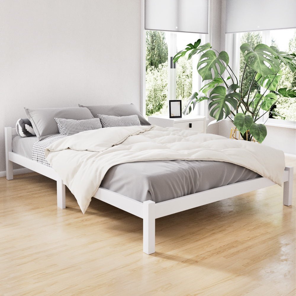 Gibson Wooden Double Bed Frame White - Rivercity House & Home Co. (ABN 18 642 972 209) - Affordable Modern Furniture Australia