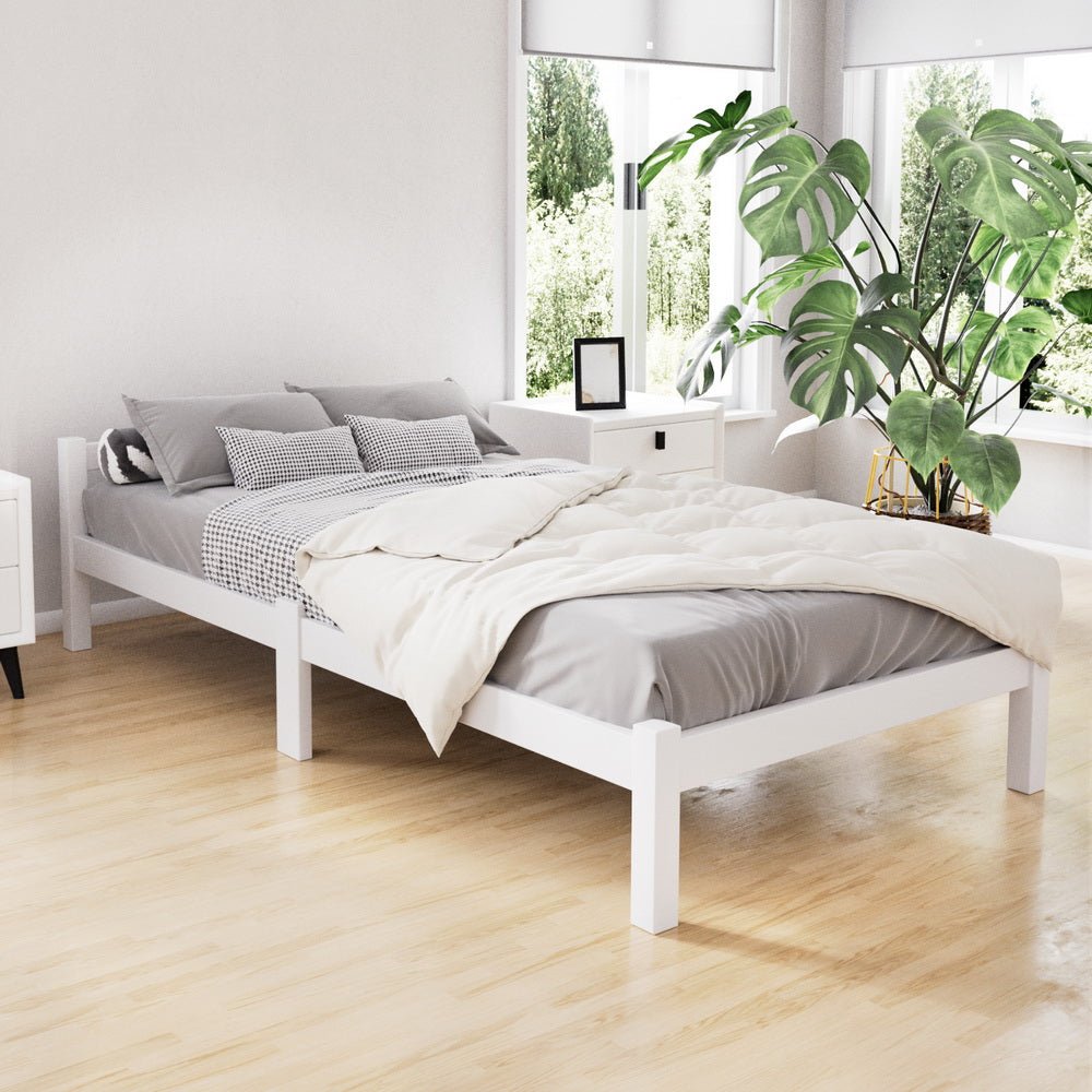 Gibson Wooden Single Bed Frame White - Rivercity House & Home Co. (ABN 18 642 972 209) - Affordable Modern Furniture Australia
