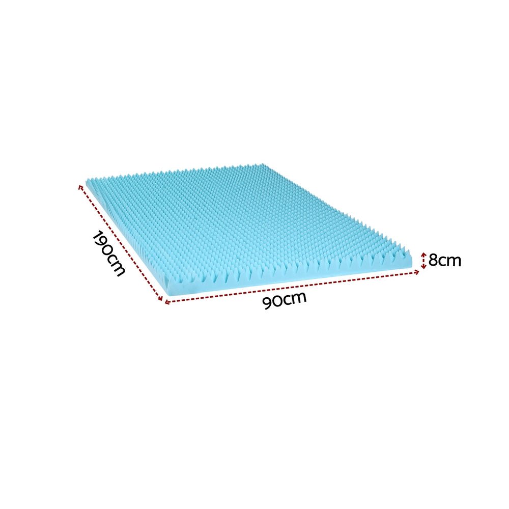 Giselle 8cm Memory Foam Mattress Topper Gel Egg Crate Foam Bamboo Single - Furniture > Mattresses > Mattress Toppers - Rivercity House & Home Co. (ABN 18 642 972 209) - Affordable Modern Furniture Australia
