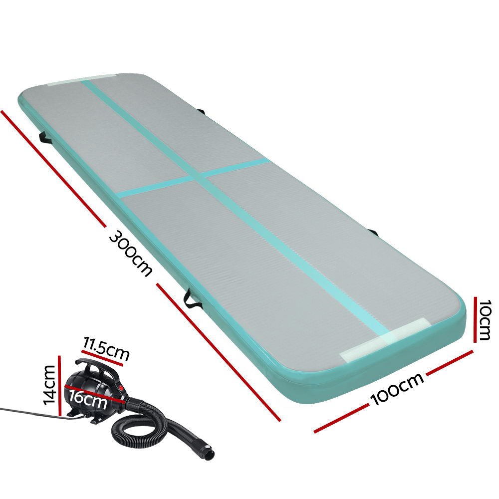 GoFun 3X1M Inflatable Air Track Mat with Pump Green - Rivercity House & Home Co. (ABN 18 642 972 209) - Affordable Modern Furniture Australia